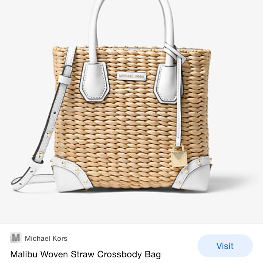Michael Kors RARE Malibu woven straw crossbody bag